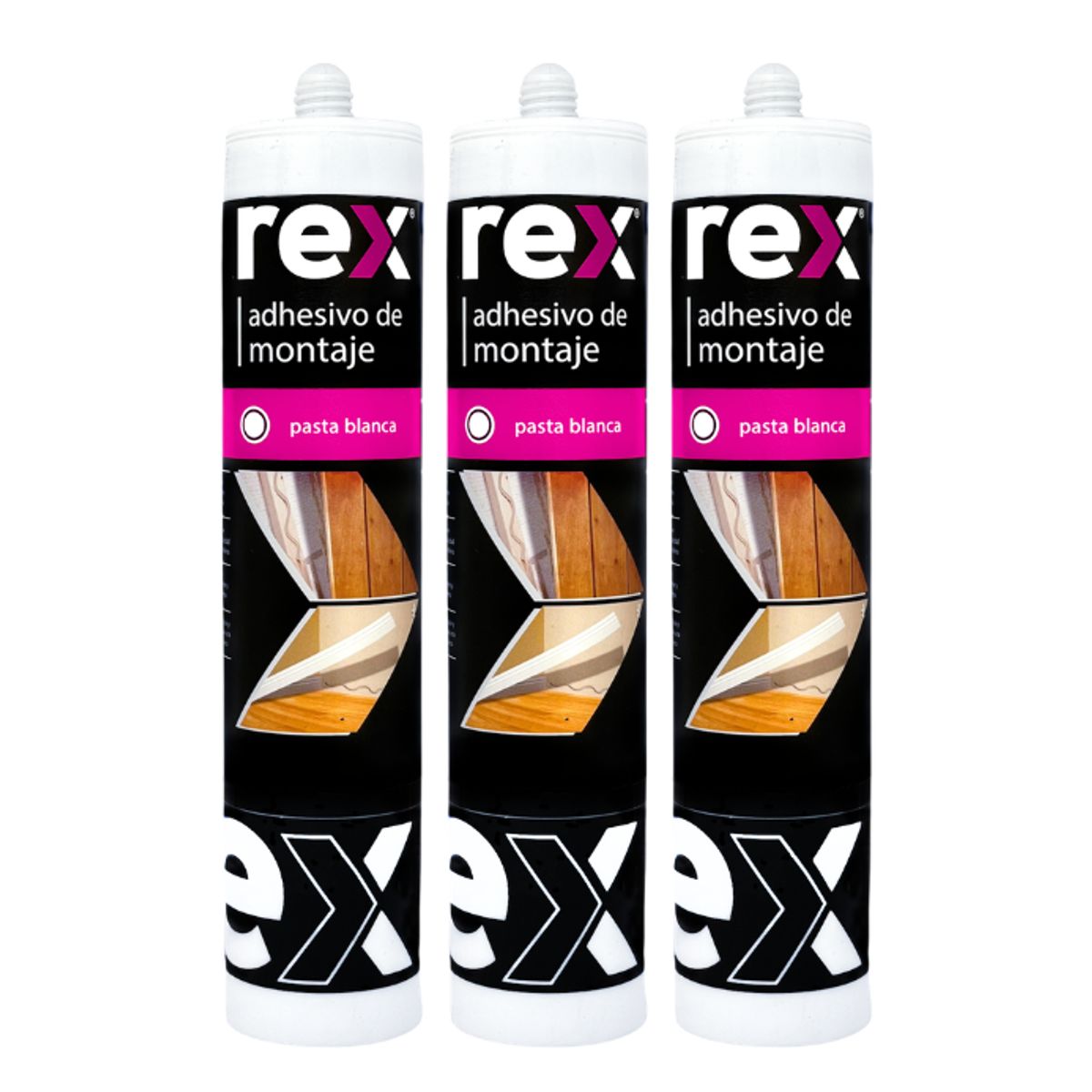 REX - Pack 3 Adhesivo de Montaje Rex Cartucho 300 ml