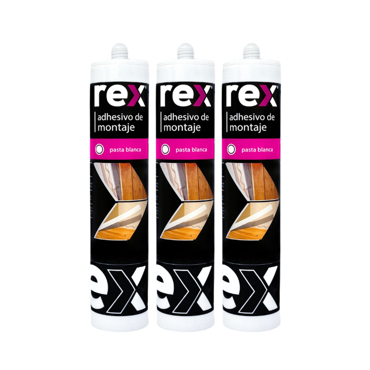 REX - Pack 3 Adhesivo de Montaje Rex Cartucho 300 ml