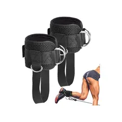 GENERICO - Par Tobilleras Para Polea Negra Enganche Gym Glúteos Labg