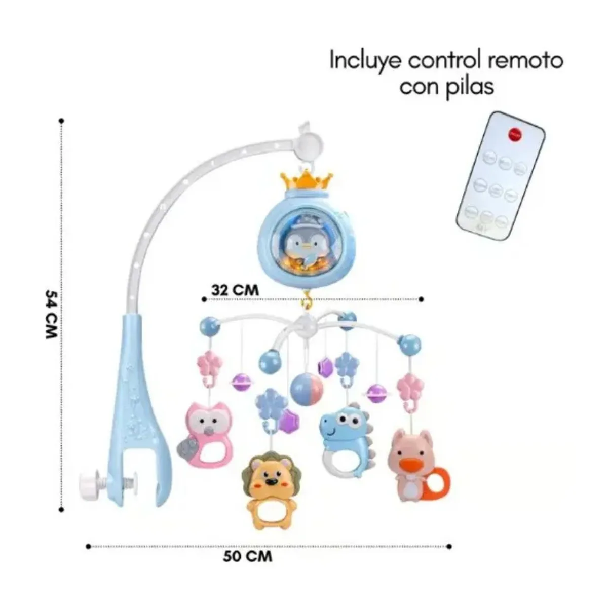 GENERICO - Móvil Cuna Bebé Proyector Luces Música Control Remoto