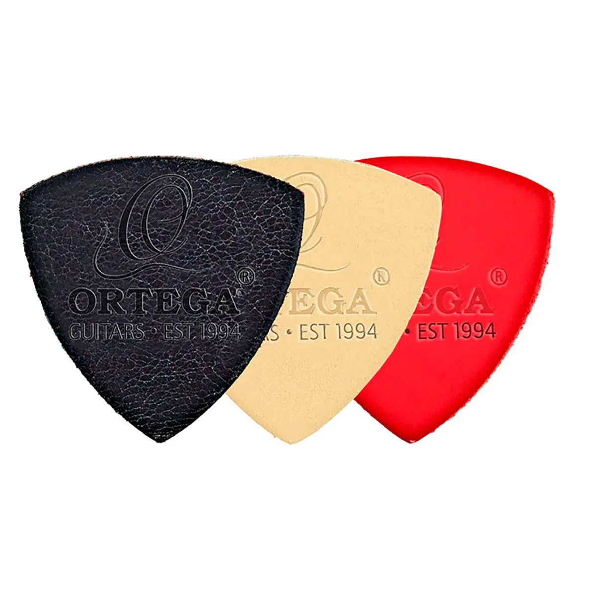 GENERICO - Pack 3 Uñetas De Cuero Ortega Para Ukelele (Blanco, Negro Rojo) UKEPICK-ASS