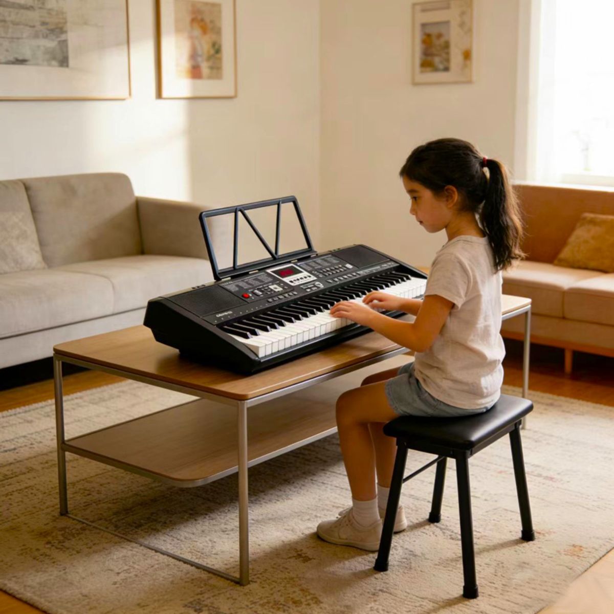 KIDSCOOL - Teclado Electrónico Portátil Negro 61 Teclas Principiantes Desde 3 años