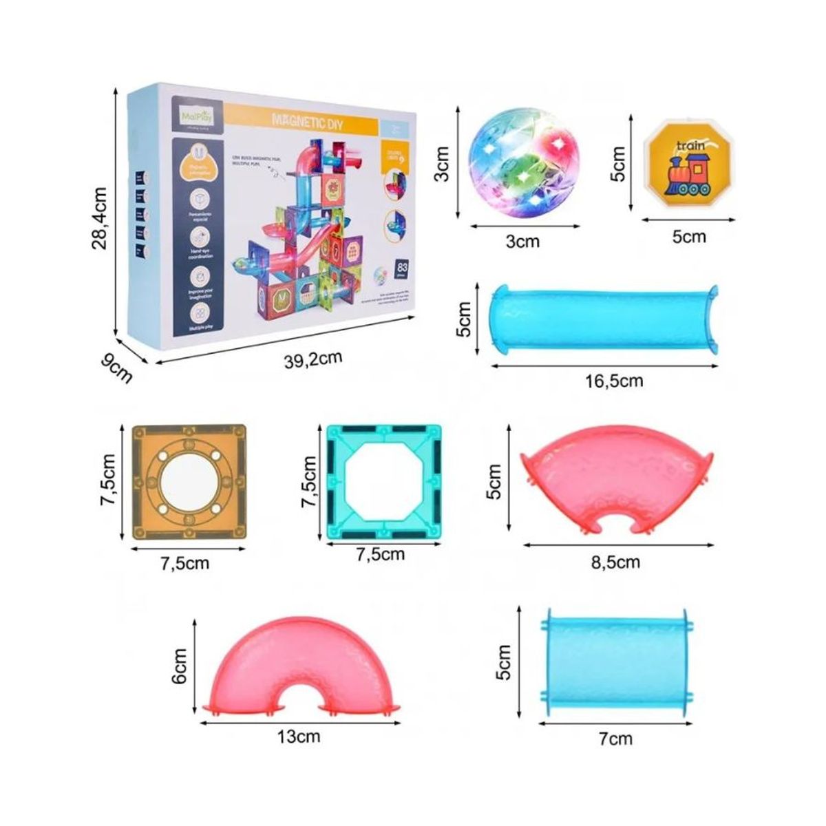 GENERICO - Bloques Magneticos con Toboganes 83 Piezas