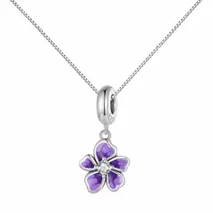 LK LUKSO - Charm Flor Morado con Cadena 50cm Plata Ley 925