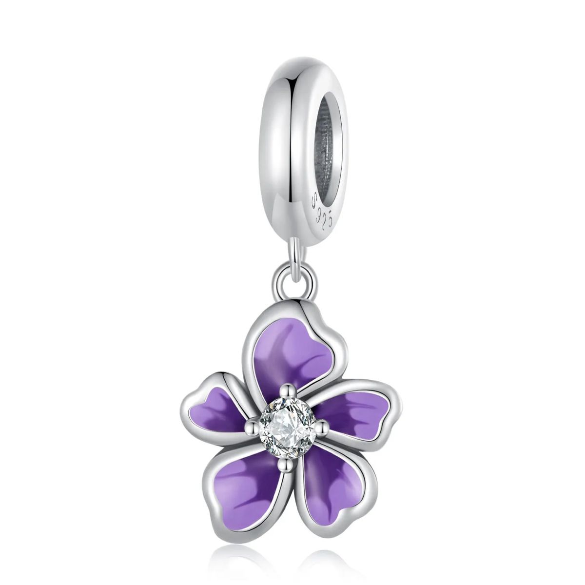 LK LUKSO - Cadena con Charm Flor Morado Plata Ley 925