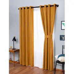 DORAL - COMBO DE CORTINAS CAMILA 8 PIEZAS MOSTAZA DORAL140X220 CM