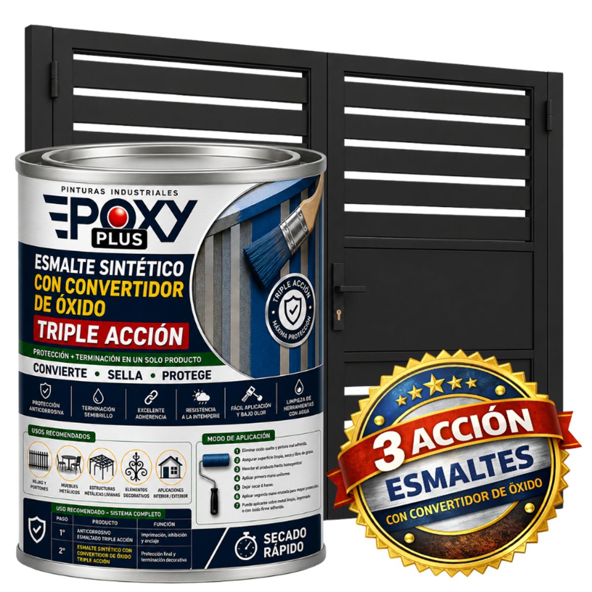 EPOXY - ESMALTE SINTETICO - CONVERTIDOR OXIDO - 1-32 GALÓN -  NEGRO INTENSO