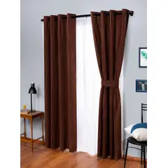 DORAL - COMBO DE CORTINAS CAMILA 8 PIEZAS CAFE DORAL140X220 CM