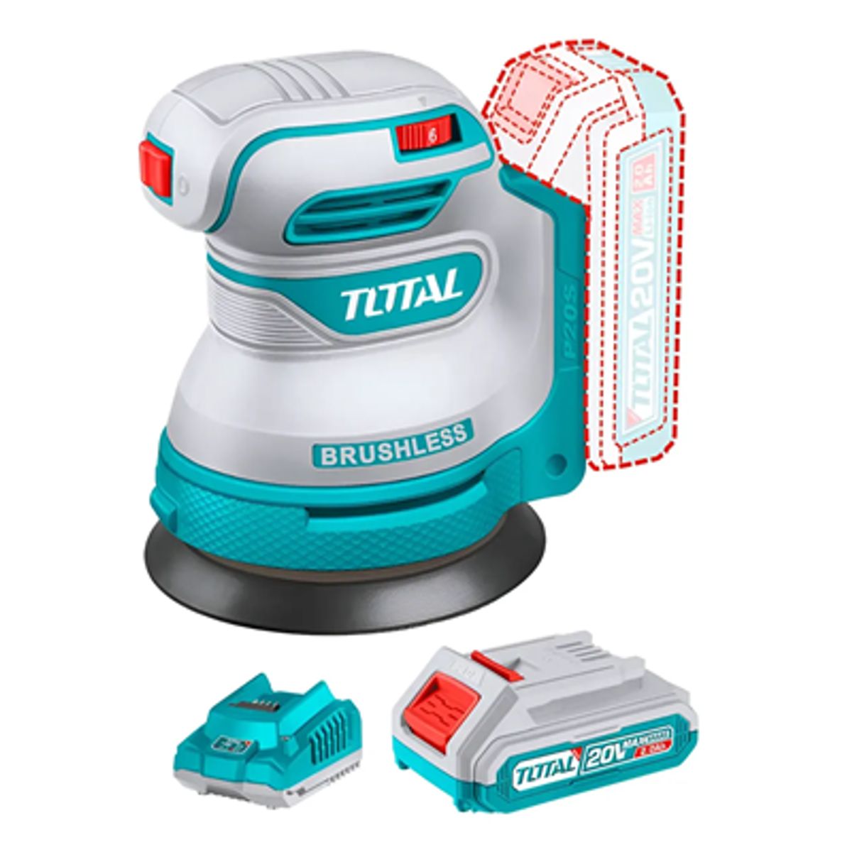 TOTAL TOOLS - Lijadora Roto Orbital 20v 125mm Bat+ Carg Total Trosli20021