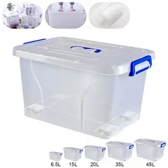 GENERICO - Caja de almacenamiento de plástico con tapa, transparente 61.5 x 43.5 x 34.5 cm