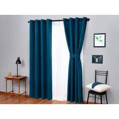 DORAL - COMBO DE CORTINAS CAMILA 8 PIEZAS AZUL PETROLEO DORAL140X220 CM