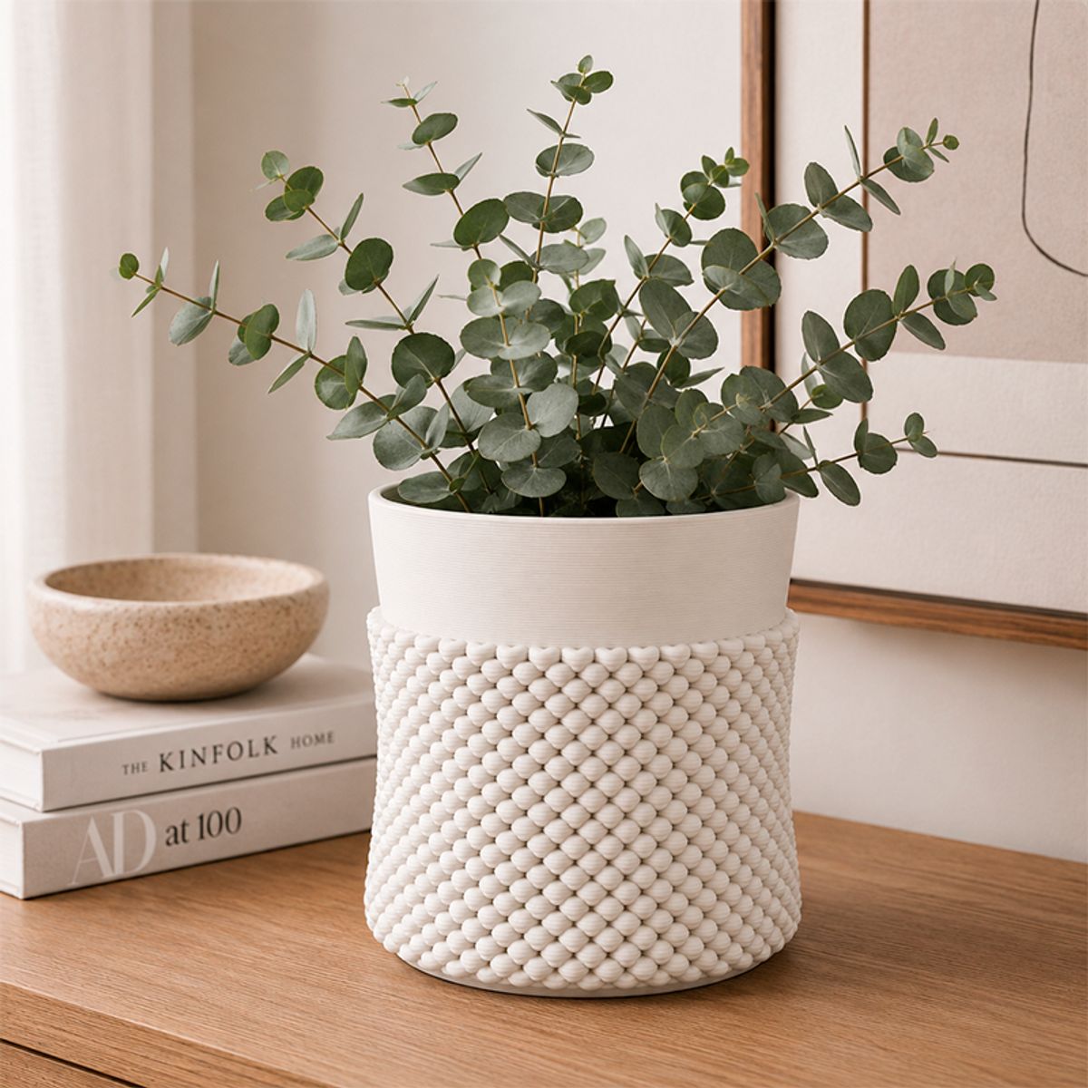 WAKESHOME - Jarrón De Cerámica Para Decoración Florero Texturizado