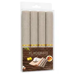 WAKESHOME - Set 4 Individuales Impermeable De Mesa Rectangulares De Pvc