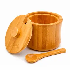 WAKESHOME - Tarro Azucarero De Bambú Con Tapa Y Cuchara Para Cocina