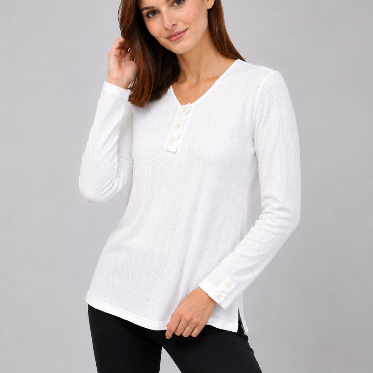 MAGENTA WOMAN - Polera 01 Lanilla Trenzada Blanca