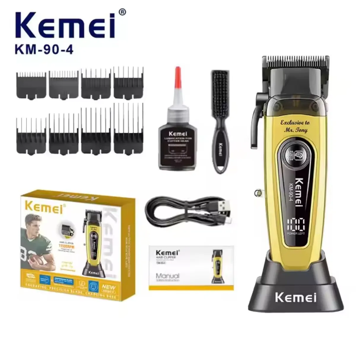 KEMEI - Combo Kemei 90-4 Cortadora 11500 Rpm Y Km 2299 + Shaver 1102