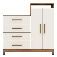 TAHUARI - Comoda 4 cajones 2 puertas Aurea almendra off white