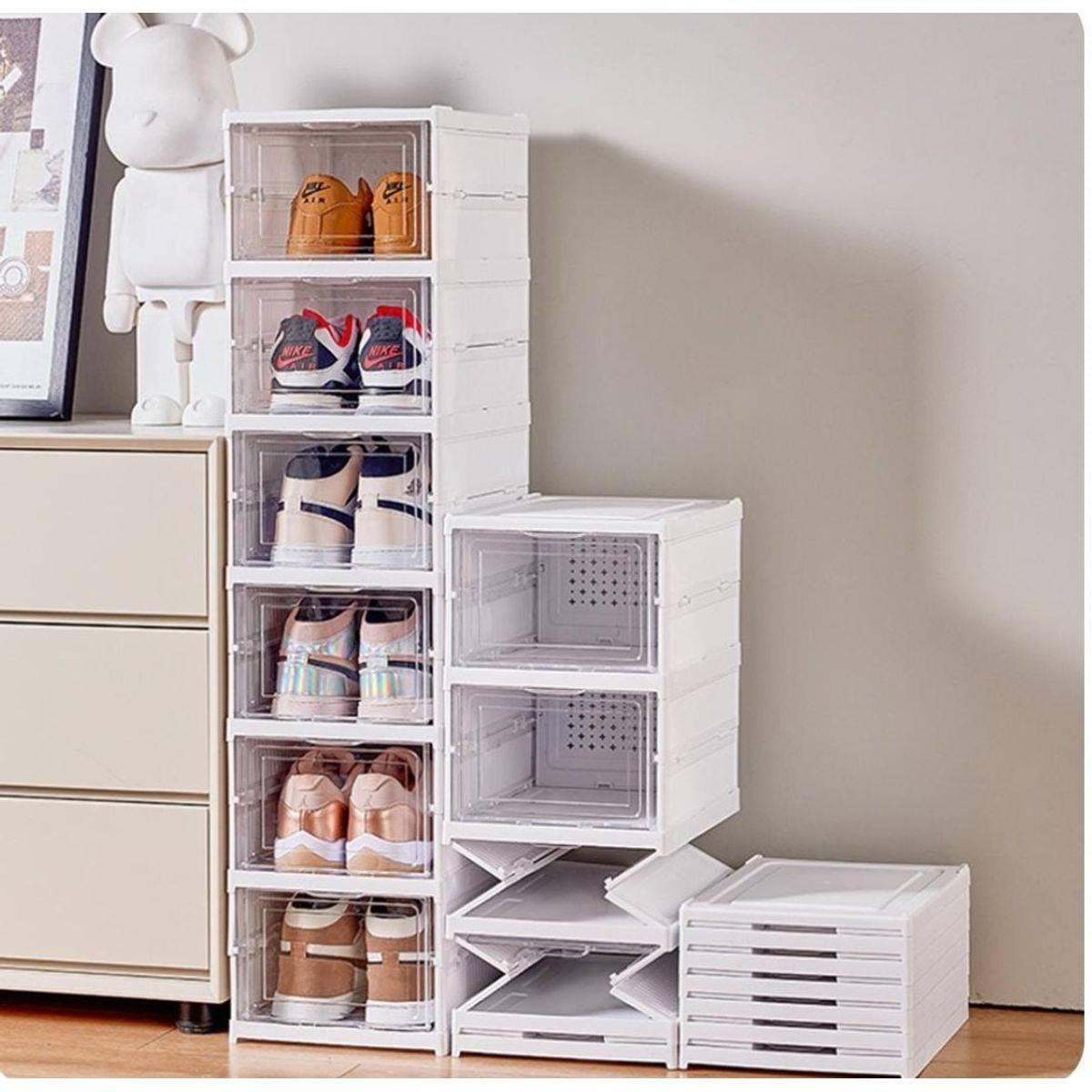 GENERICO - ORGANIZADOR DE ZAPATOS PREMIUM PLEGABLE DE 6 COMPARTIMENTOS EXTRA-RESISTENTE