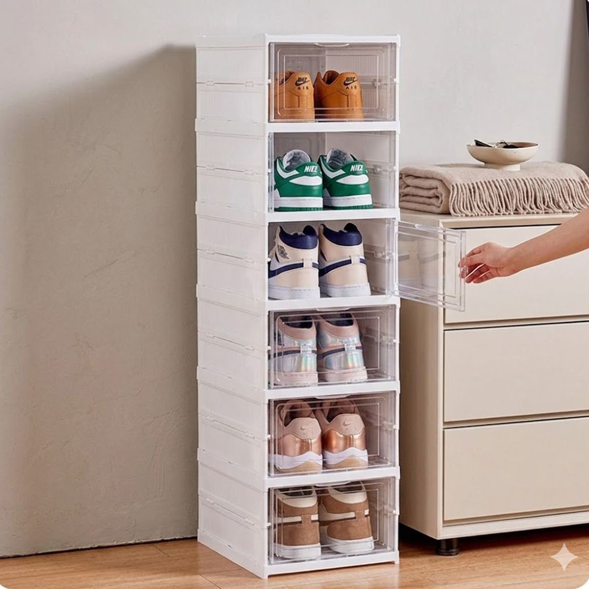 GENERICO - ORGANIZADOR DE ZAPATOS PREMIUM PLEGABLE DE 6 COMPARTIMENTOS EXTRA-RESISTENTE