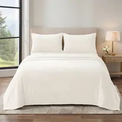 GENERICO - Set de Sábanas Polar Plush Plaza y Media Suaves - Beige