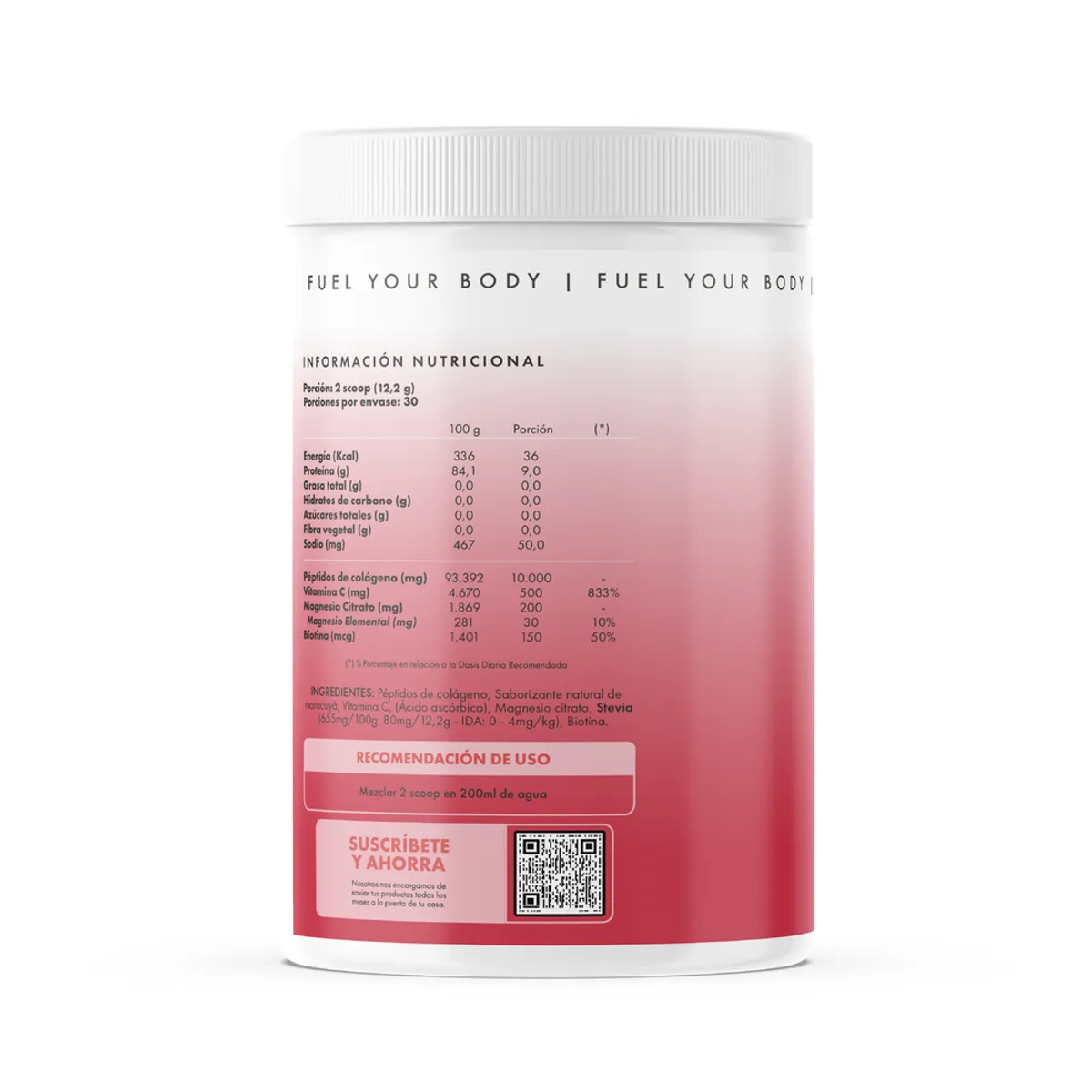 FUEL NUTRITION - Péptidos De Colágeno Hidrolizado Peptan® - Fuel Nutrition - Sabor Maracuyá - 30 porciones