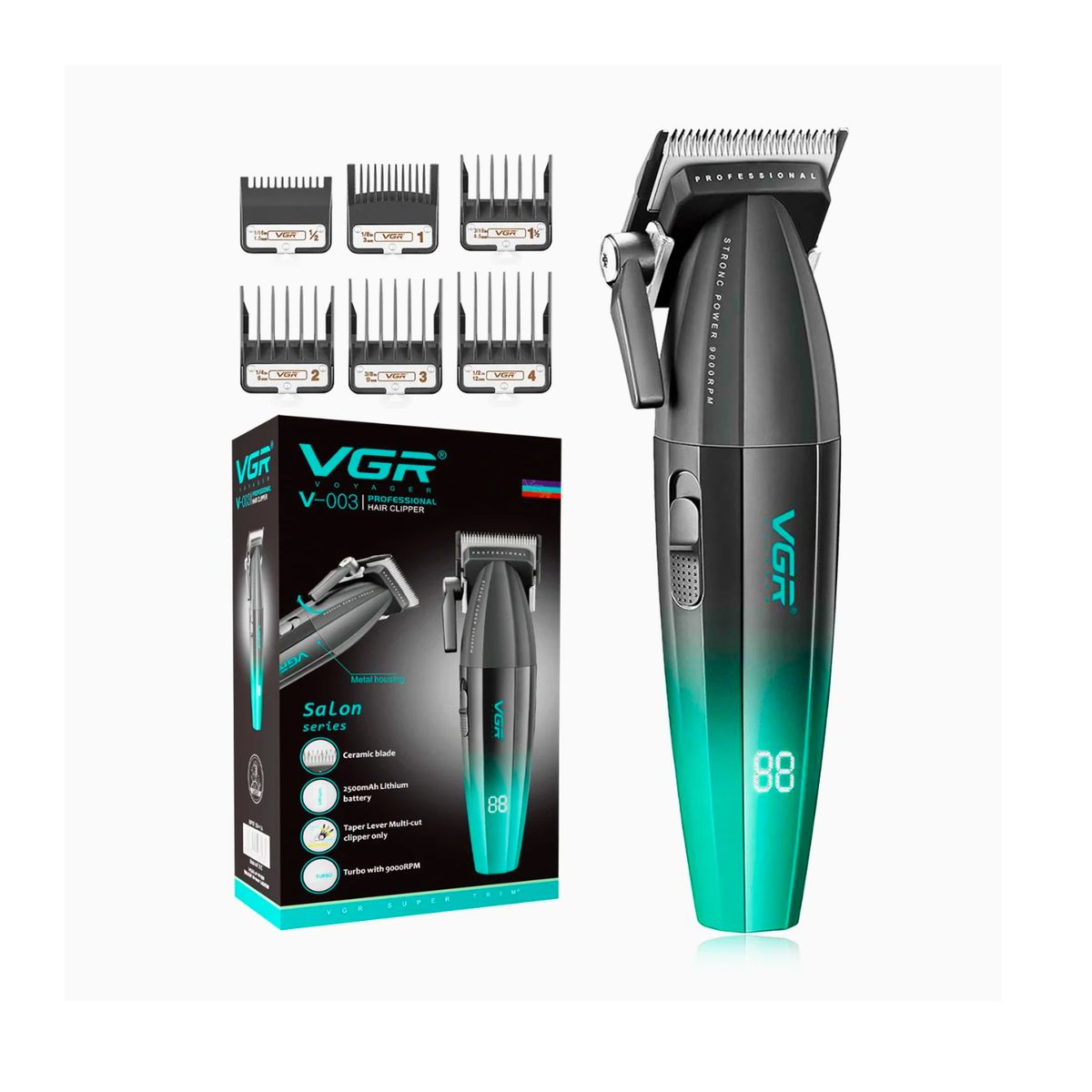 VGR - Máquina Cortapelo VGR003 Clipper Profesional 9000RPM Azul