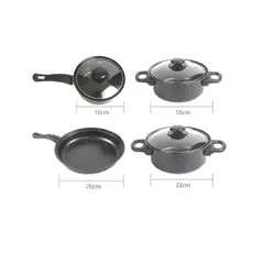 GENERICO - Bateria de Cocina 13 Piezas Antiadherente: 3 Ollas + Sartén + Utensilios - Negro