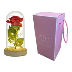 PASTELERIUSCL - Rosa Eterna Rosas Eternas Rosa Preservada Led San Valentin Rojo Rosa Roja De Madera- Led