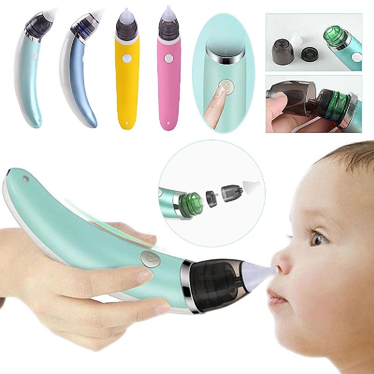 GENERICO - Aspirador Nasal Eléctrico para Bebe Niño Limpiador Nasal Verde
