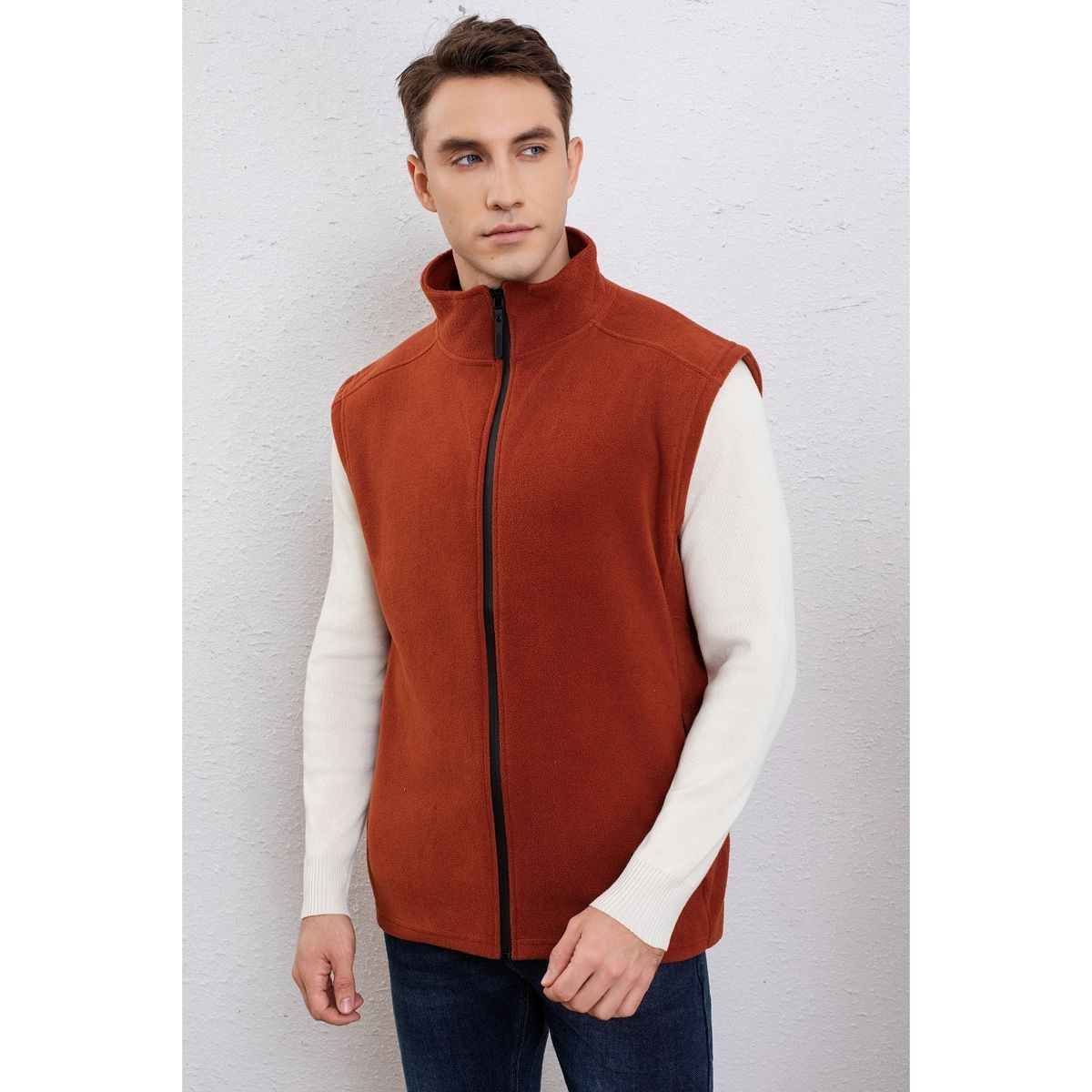 LIKE SHOP - Polar Hombre Algodón Sin Mangas Cierre Cuello Alto Invierno 7632