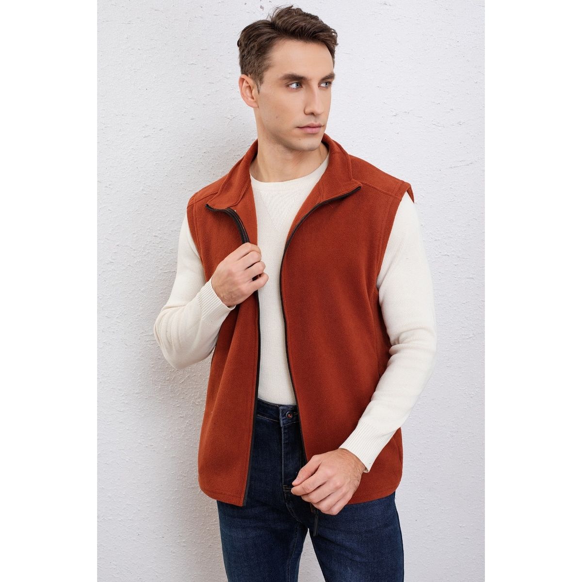 LIKE SHOP - Polar Hombre Algodón Sin Mangas Cierre Cuello Alto Invierno 7632