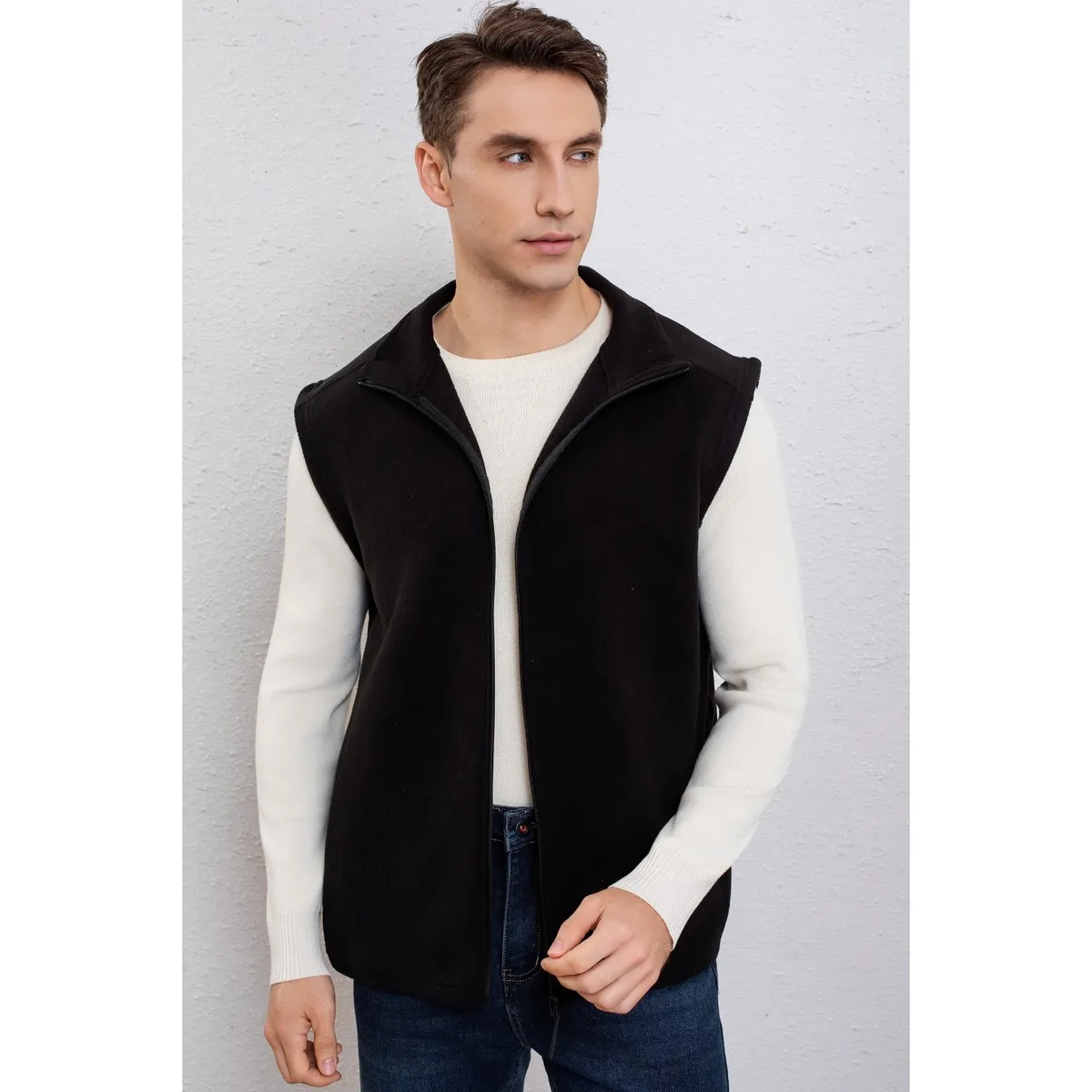 LIKE SHOP - Polar Hombre Algodón Sin Mangas Cierre Cuello Alto Invierno 7632