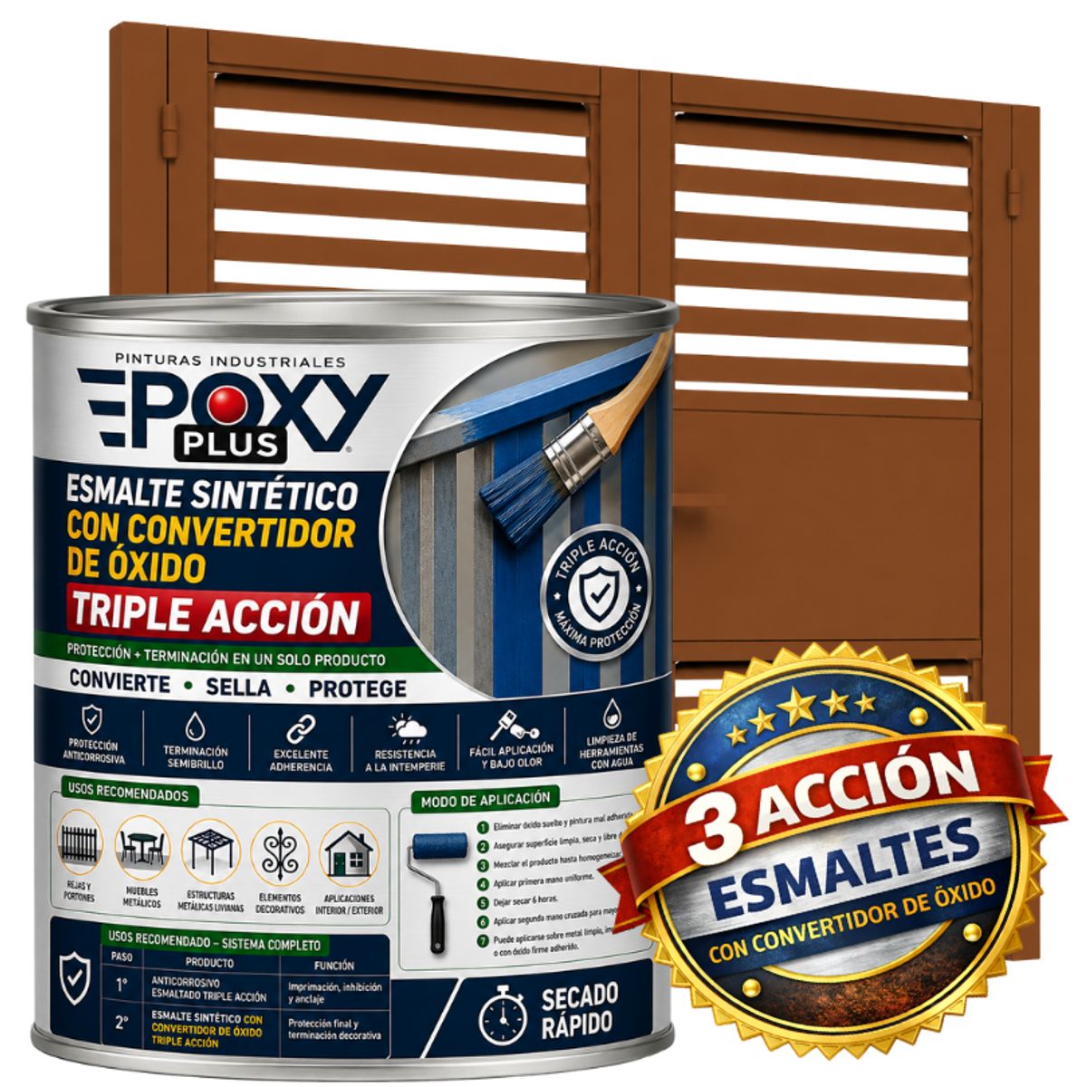 EPOXY - ESMALTE SINTETICO - CONVERTIDOR OXIDO - 1-16 GALÓN - MARRÓN BARRO