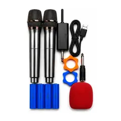 GENERICO - Micrófonos Inalámbricos Karaoke x2 Con Receptor 6.35mm Plug & Play + Batería Recargable BELUG