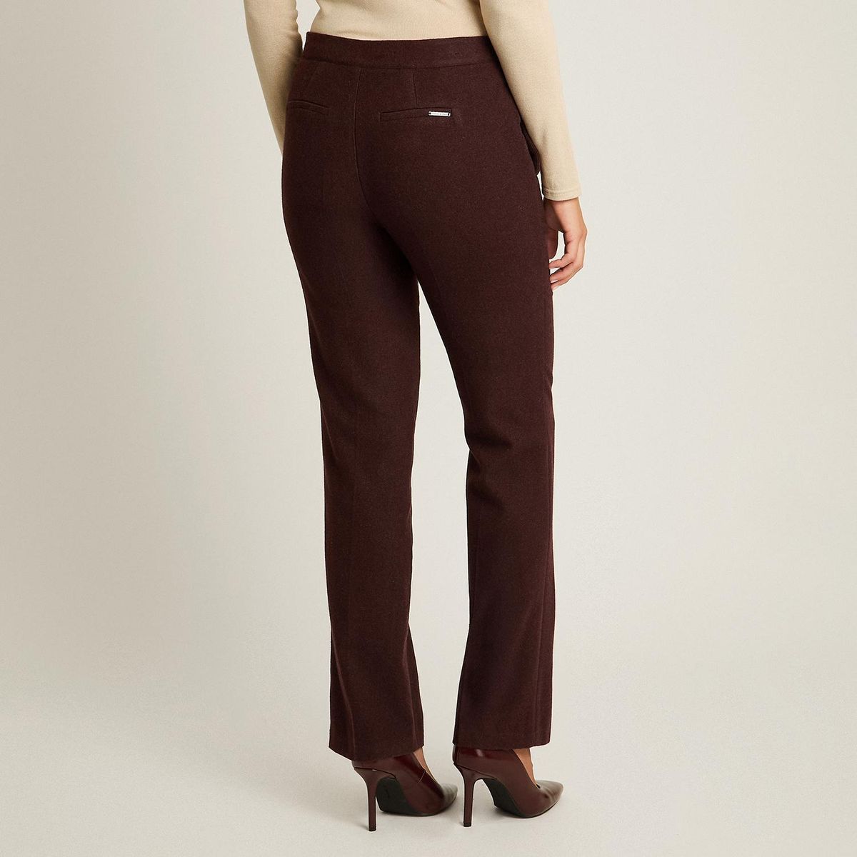 LORENZO DI PONTTI - Pantalon Formal Burdeo Elasticidad Nula Sin Forro Calce Normal Tela Plano