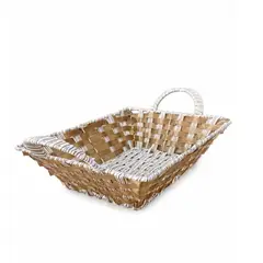 GENERICO - Canasto Panera rectangular De Ratán Tejido (23x30x6 Cm)