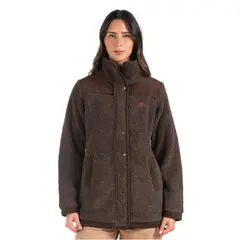 PANAMA JACK - Chaqueta Mujer Sherpa Polar Jaspeado Marrón oscuro