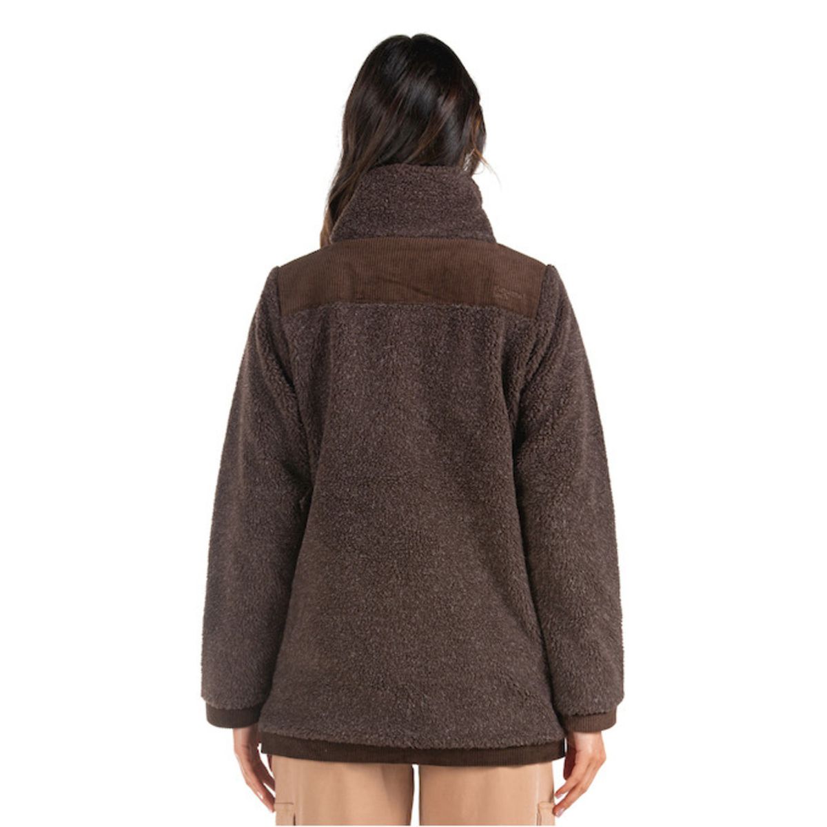 PANAMA JACK - Chaqueta Mujer Sherpa Polar Jaspeado Marrón oscuro Panama Jack