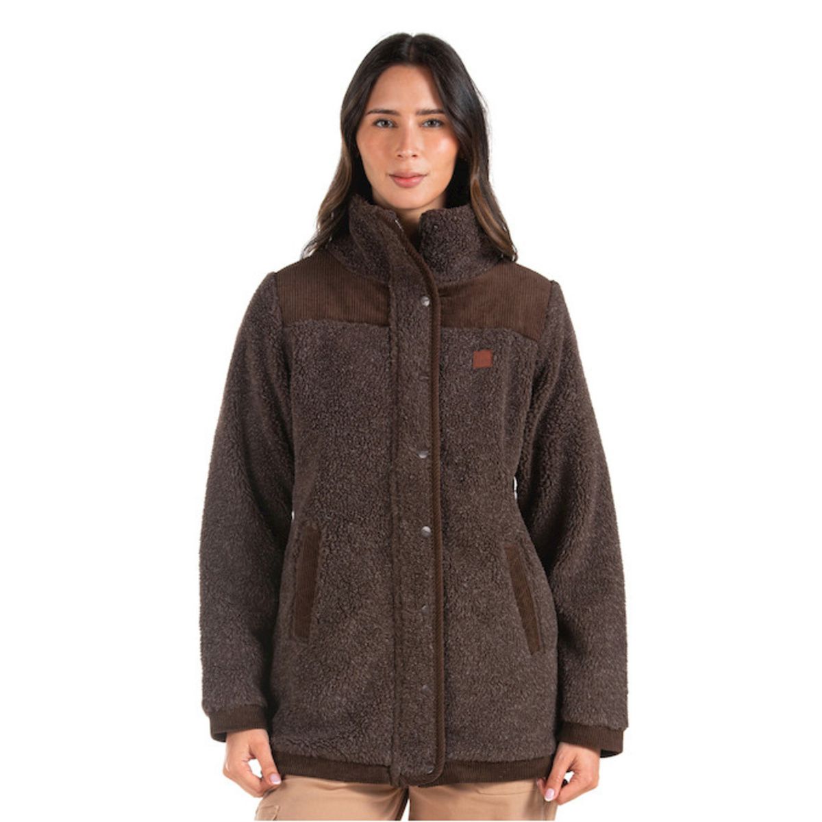PANAMA JACK - Chaqueta Mujer Sherpa Polar Jaspeado Marrón oscuro Panama Jack