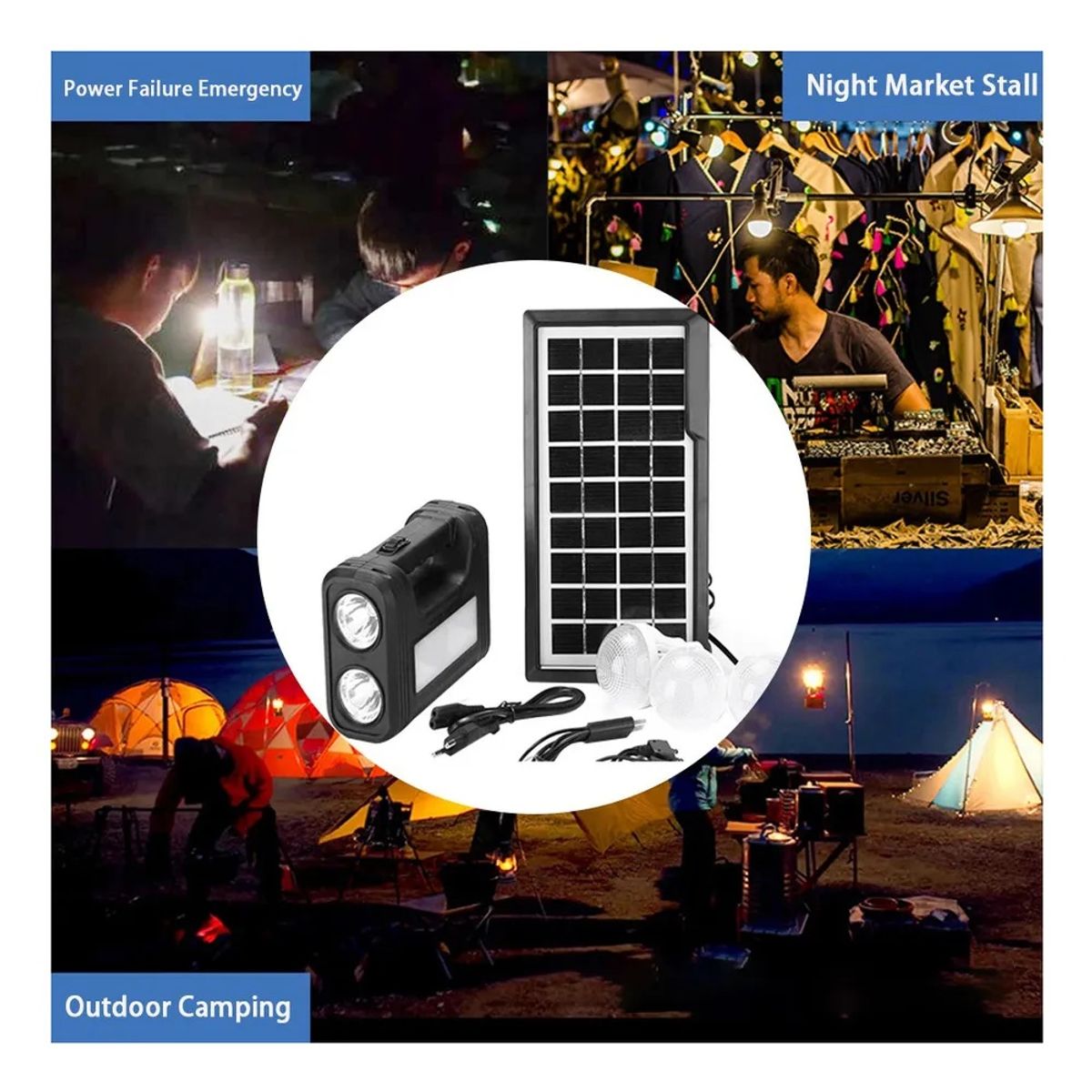 GENERICO - Kit Multiusos Sistema de Iluminación Generador Solar Portátil