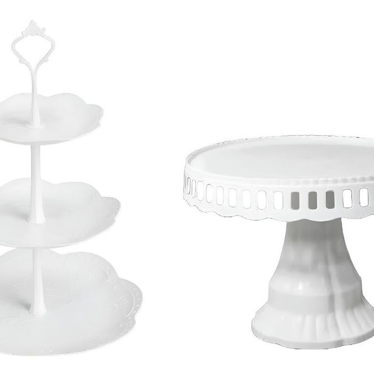 PASTELERIUSCL - Set 2 Porta Torta Base De Torta Porta Cupcakes Porta Cupcake base para tortas porta tortas - Blanco