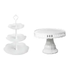 PASTELERIUSCL - Set 2 Porta Torta Base De Torta Porta Cupcakes Porta Cupcake base para tortas porta tortas - Blanco