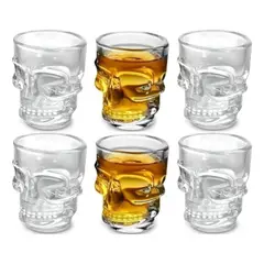 GENERICO - Set 6 Vaso De Calavera 75 Ml , Vidrio Corto Shot Caja