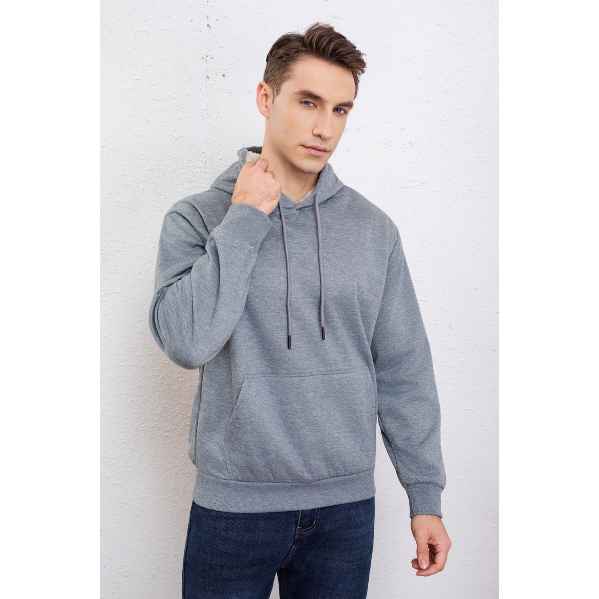 LIKE SHOP - Polerón Hombre Invierno Algodón Forro Piel Canguro Gorro 7635