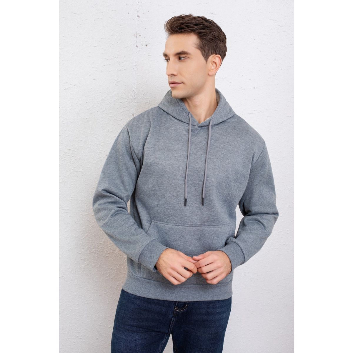 LIKE SHOP - Polerón Hombre Invierno Algodón Forro Piel Canguro Gorro 7635
