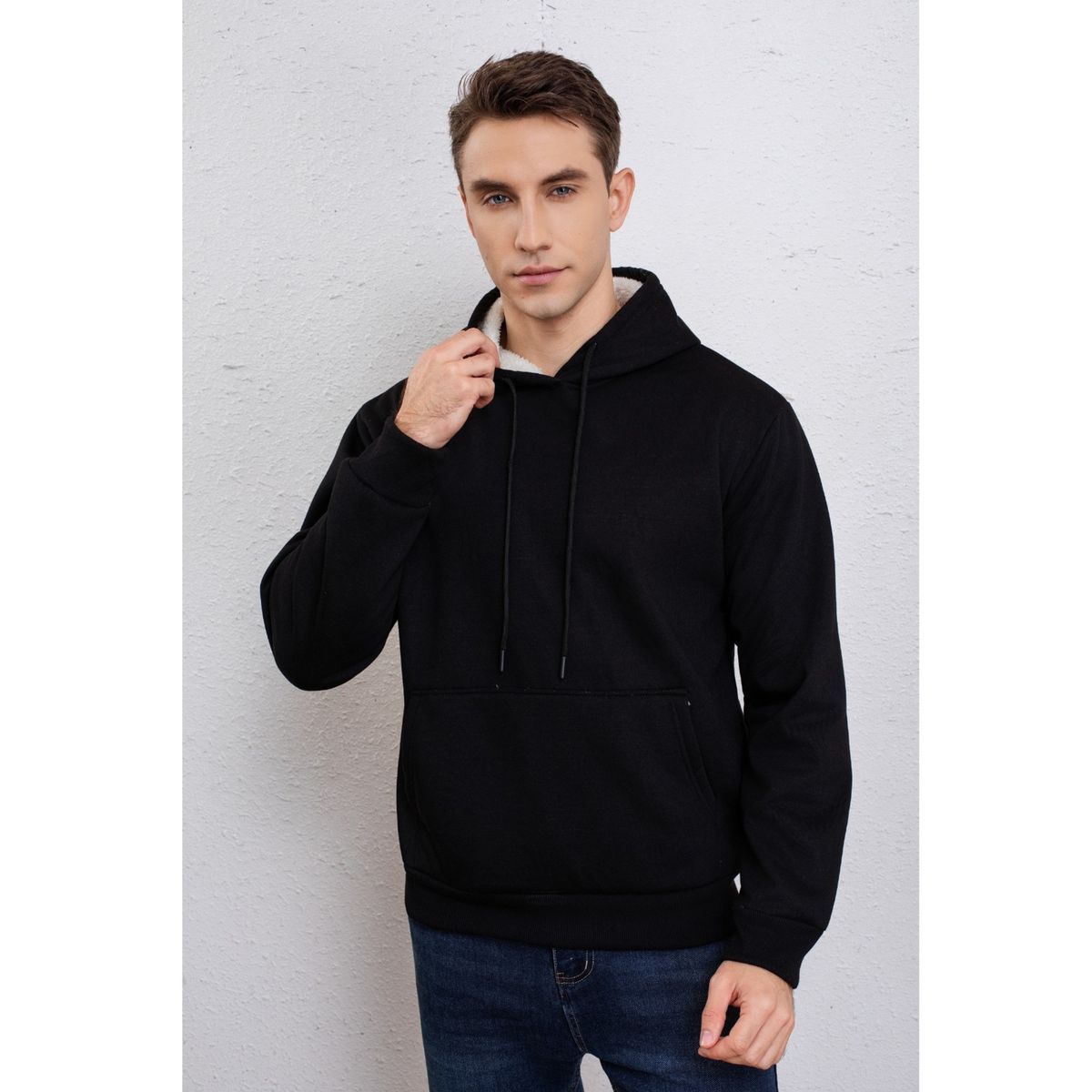 LIKE SHOP - Polerón Hombre Invierno Algodón Forro Piel Canguro Gorro 7635