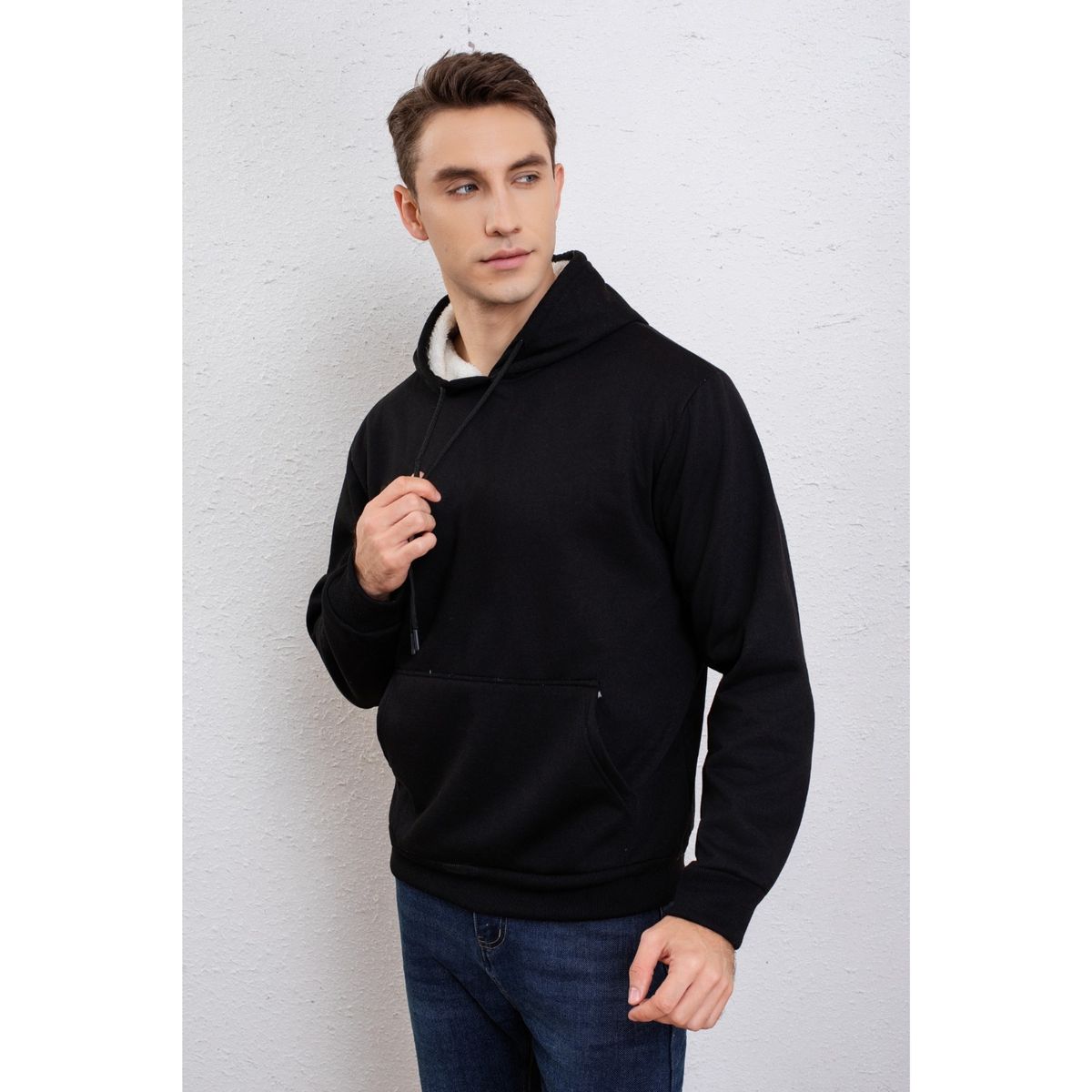 LIKE SHOP - Polerón Hombre Invierno Algodón Forro Piel Canguro Gorro 7635