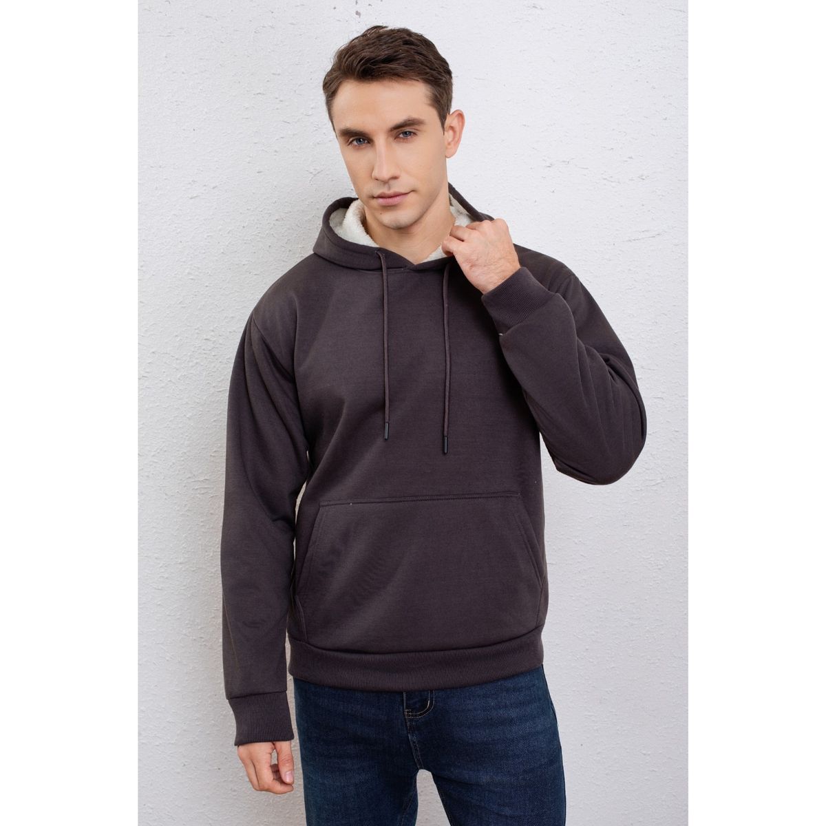 LIKE SHOP - Polerón Hombre Invierno Algodón Forro Piel Canguro Gorro 7635