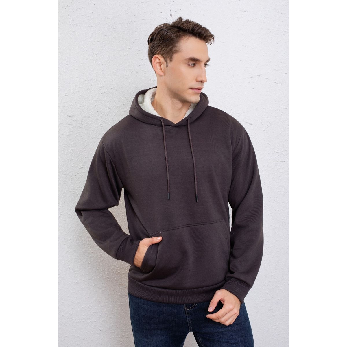 LIKE SHOP - Polerón Hombre Invierno Algodón Forro Piel Canguro Gorro 7635
