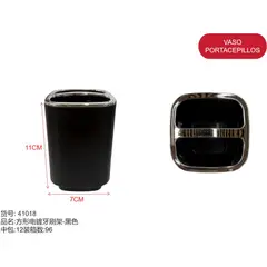 GENERICO - Vaso porta cepillos (2 ESPACIOS - NEGRO - RECTANGULAR - 11CM*7CM) 41018